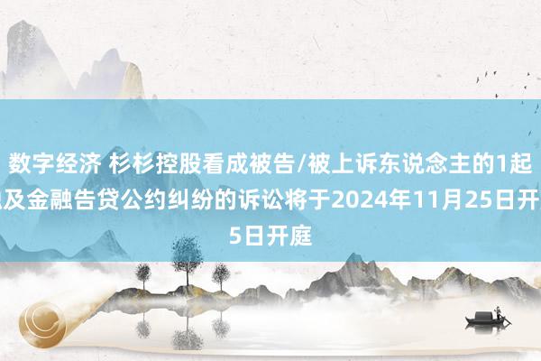 数字经济 杉杉控股看成被告/被上诉东说念主的1起触及金融告贷公约纠纷的诉讼将于2024年11月25日开庭