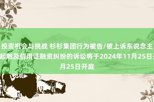 投资机会与挑战 杉杉集团行为被告/被上诉东说念主的3起触及信用证融资纠纷的诉讼将于2024年11月25日开庭