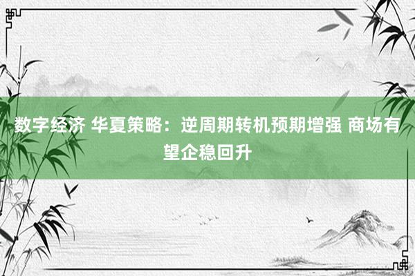 数字经济 华夏策略：逆周期转机预期增强 商场有望企稳回升