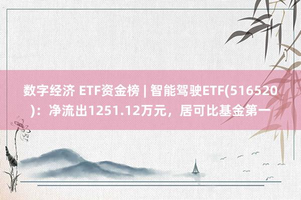 数字经济 ETF资金榜 | 智能驾驶ETF(516520)：净流出1251.12万元，居可比基金第一