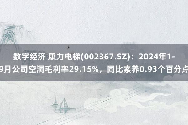 数字经济 康力电梯(002367.SZ)：2024年1-9月公司空洞毛利率29.15%，同比素养0.93个百分点