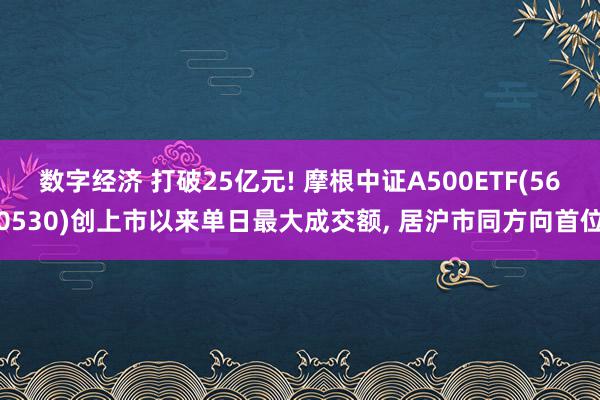 数字经济 打破25亿元! 摩根中证A500ETF(560530)创上市以来单日最大成交额, 居沪市同方向首位