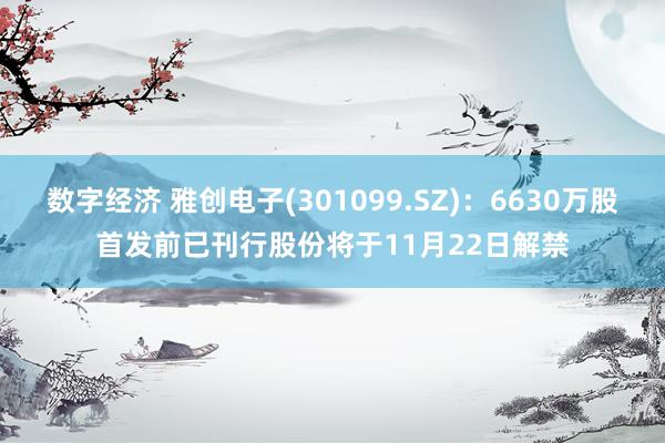 数字经济 雅创电子(301099.SZ)：6630万股首发前已刊行股份将于11月22日解禁