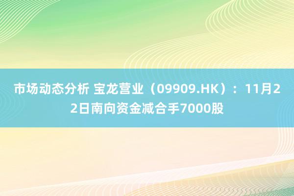 市场动态分析 宝龙营业（09909.HK）：11月22日南向资金减合手7000股