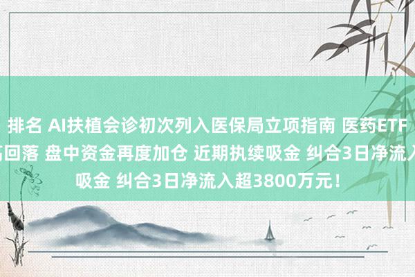 排名 AI扶植会诊初次列入医保局立项指南 医药ETF(159929)冲高回落 盘中资金再度加仓 近期执续吸金 纠合3日净流入超3800万元！