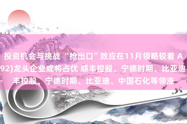 投资机会与挑战 “抢出口”效应在11月领略较着 A50ETF基金(159592)龙头企业或将占优 顺丰控股、宁德时期、比亚迪、中国石化等领涨