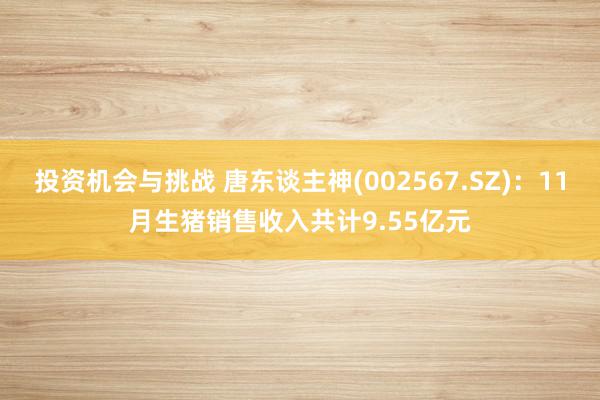 投资机会与挑战 唐东谈主神(002567.SZ)：11月生猪销售收入共计9.55亿元