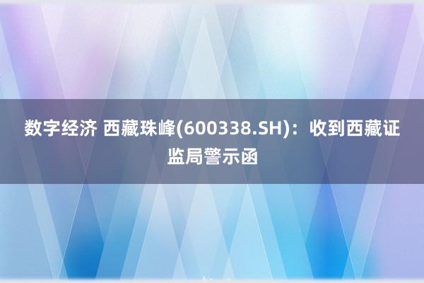 数字经济 西藏珠峰(600338.SH)：收到西藏证监局警示函