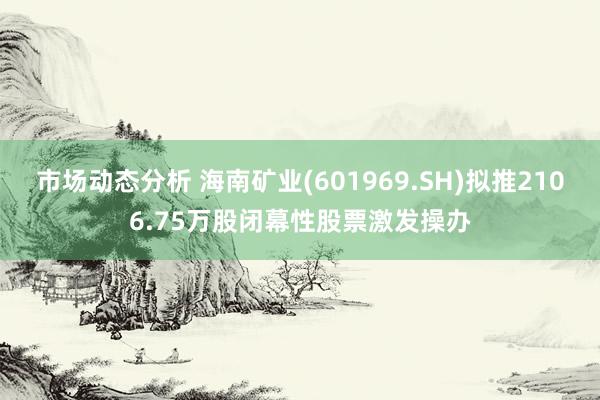 市场动态分析 海南矿业(601969.SH)拟推2106.75万股闭幕性股票激发操办