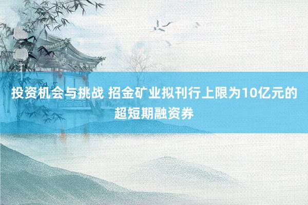 投资机会与挑战 招金矿业拟刊行上限为10亿元的超短期融资券