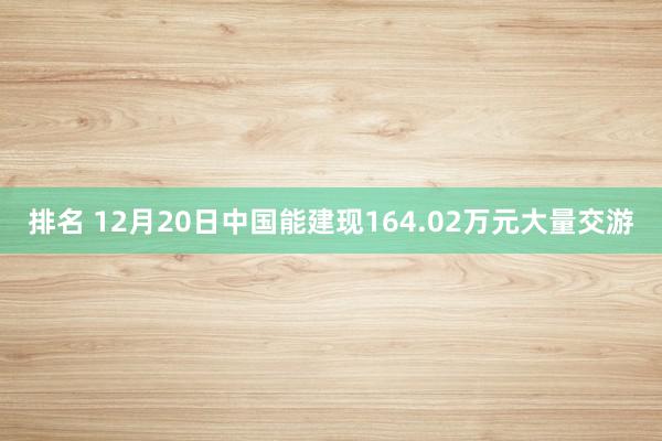 排名 12月20日中国能建现164.02万元大量交游