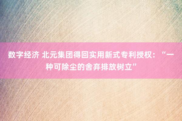 数字经济 北元集团得回实用新式专利授权：“一种可除尘的舍弃排放树立”