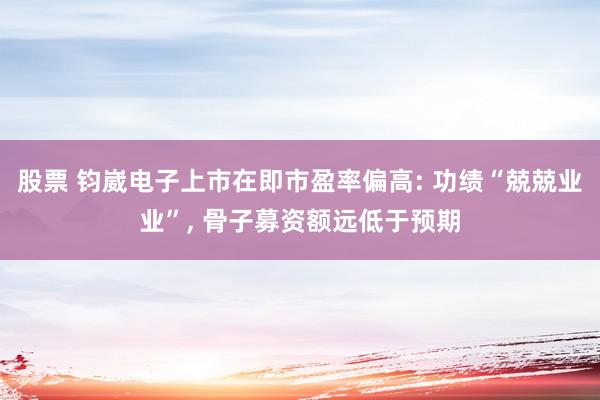 股票 钧崴电子上市在即市盈率偏高: 功绩“兢兢业业”, 骨子募资额远低于预期