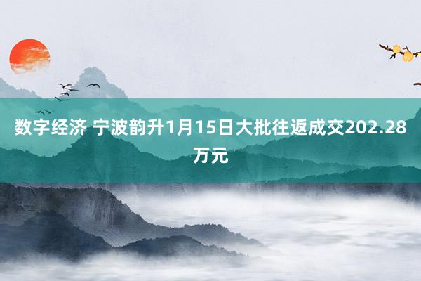 数字经济 宁波韵升1月15日大批往返成交202.28万元