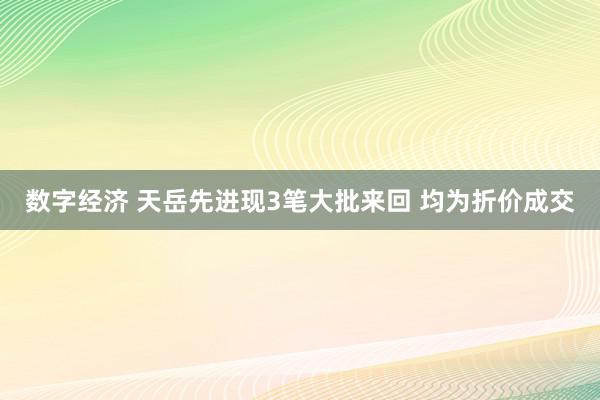 数字经济 天岳先进现3笔大批来回 均为折价成交