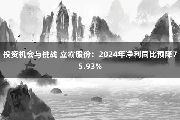 投资机会与挑战 立霸股份：2024年净利同比预降75.93%