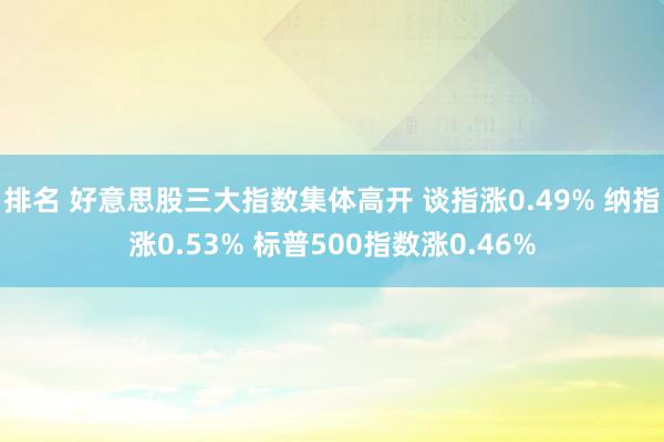 排名 好意思股三大指数集体高开 谈指涨0.49% 纳指涨0.53% 标普500指数涨0.46%