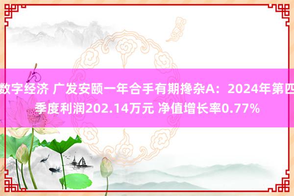 数字经济 广发安颐一年合手有期搀杂A：2024年第四季度利润202.14万元 净值增长率0.77%