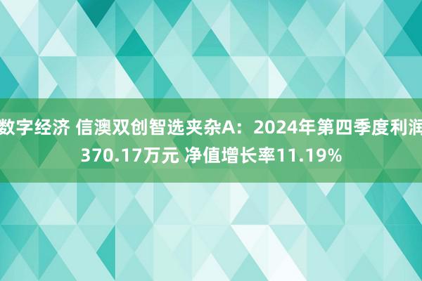 数字经济 信澳双创智选夹杂A：2024年第四季度利润370.17万元 净值增长率11.19%