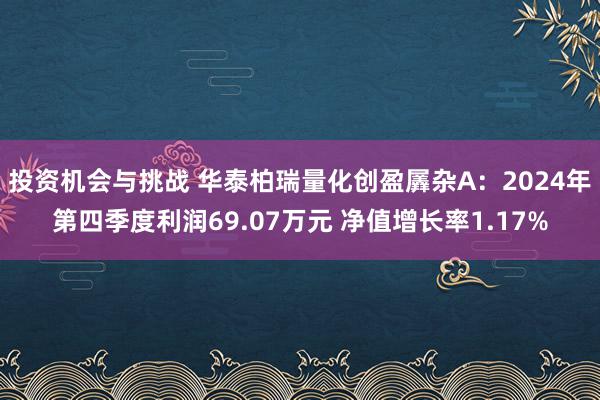 投资机会与挑战 华泰柏瑞量化创盈羼杂A：2024年第四季度利润69.07万元 净值增长率1.17%