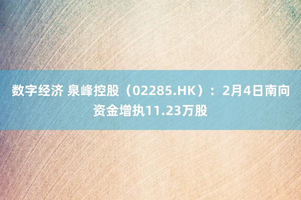 数字经济 泉峰控股（02285.HK）：2月4日南向资金增执11.23万股