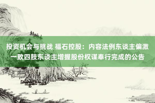 投资机会与挑战 福石控股：内容法例东谈主偏激一致四肢东谈主增握股份权谋奉行完成的公告