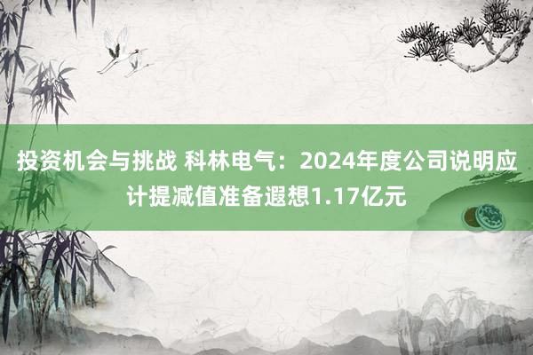 投资机会与挑战 科林电气：2024年度公司说明应计提减值准备遐想1.17亿元