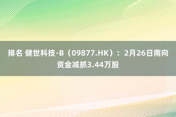 排名 健世科技-B（09877.HK）：2月26日南向资金减抓3.44万股