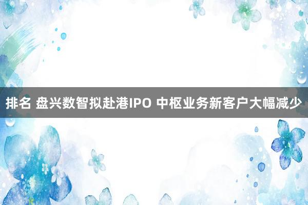 排名 盘兴数智拟赴港IPO 中枢业务新客户大幅减少