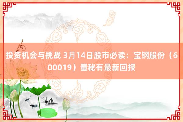 投资机会与挑战 3月14日股市必读：宝钢股份（600019）董秘有最新回报